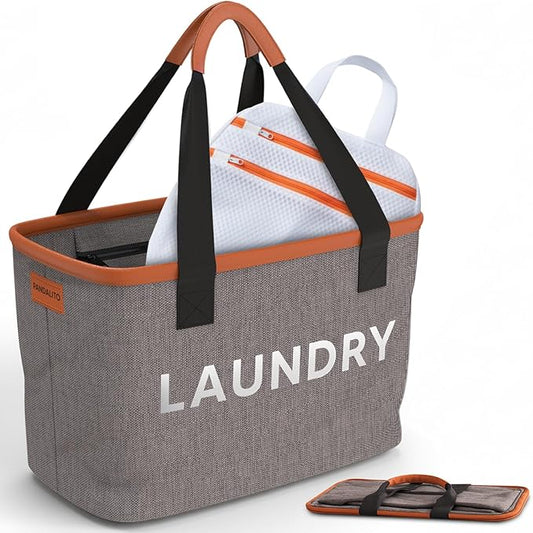Small Laundry Basket Hamper & Mesh Bag – Collapsible Space-Saving with Handles – Portable Mini Clothes Bin for Kids, Nursery & Baby – Foldable for Dorm, RV, Travel & Apartment