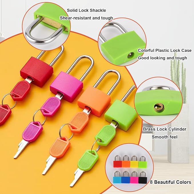 smilixin 16 PCS Suitcase Locks with Keys,Small Locks with Keys,8 Colors - Image 3