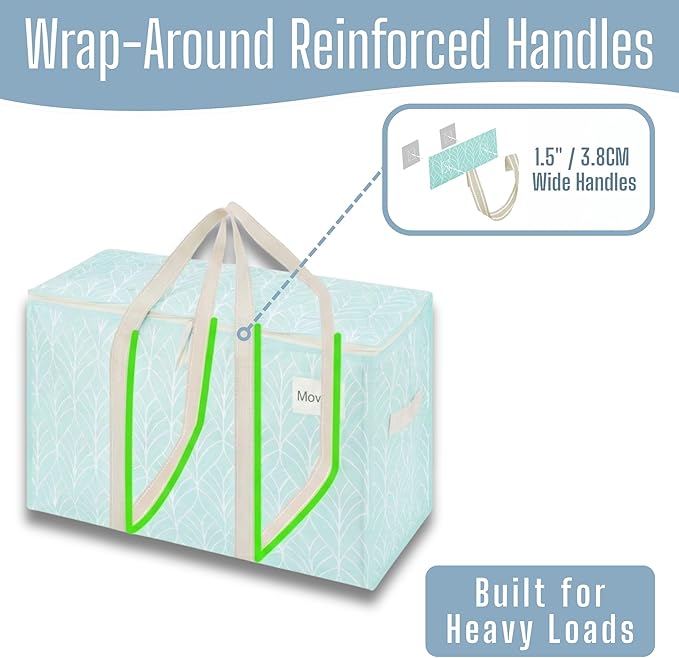 VENO 8 Pack Heavy Duty Moving Bags, Extra Large Storage Bags with Reinforced Handles & Strong Zippers, Foldable & Reusable Moving Box Alternative for Clothes & Dorm Storage