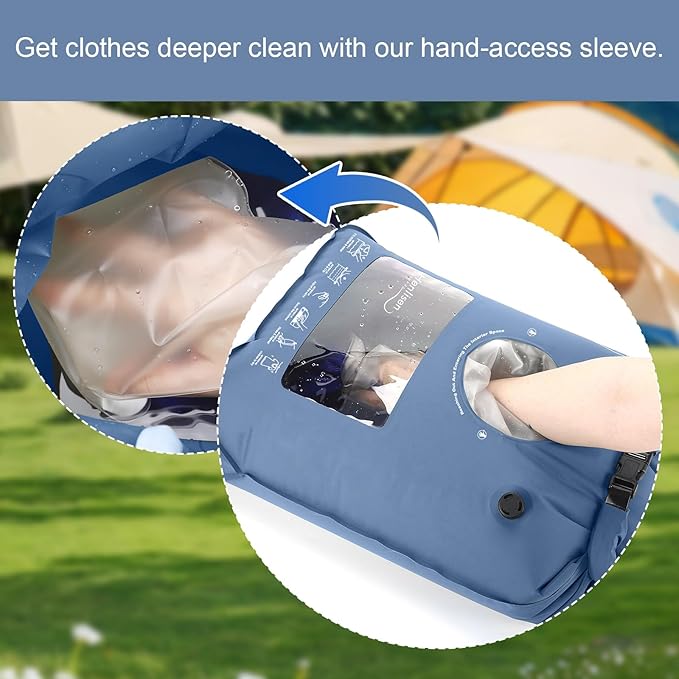 Wash Bag Portable Washing Machine for Camping Travel Laundry Washing Clothes Manual Washer Dry Bags Hand Wash for Outdoor Traveller RV Backpacking Adventures Cruise and Vacation Essentials