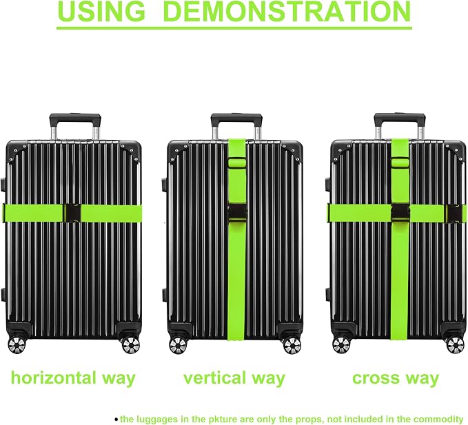 Luggage Straps for Suitcases TSA Approved Travel Belt 8 Pack by Chelmon (Green) - Image 5
