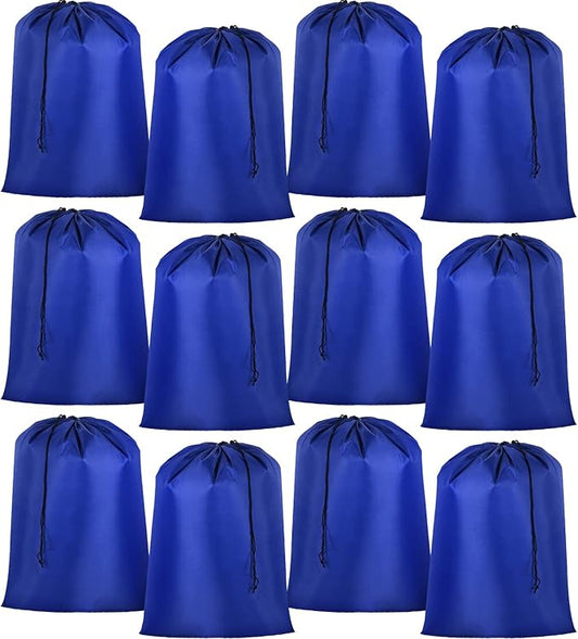 Woanger 12 Pack 28 x 45 Inch Extra Large Laundry Bags Bulk Washable Travel Laundry Bag with Drawstring Closure Large Dirty Clothes Organizer for College Dorm Home Hotel Camping(Blue)