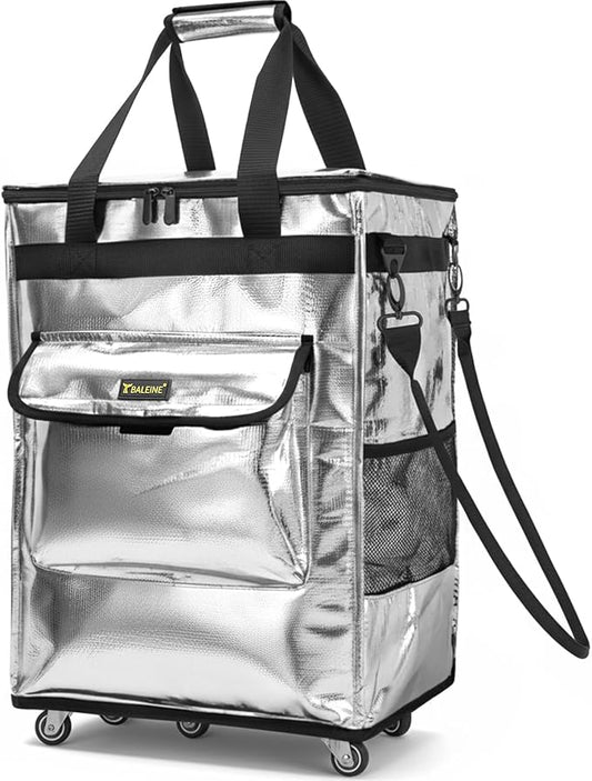 BALEINE Reusable Grocery Bags on Wheels, Rolling Tote Bag, Shopping Trolley, Large Backpack Shopping Carts for Groceries