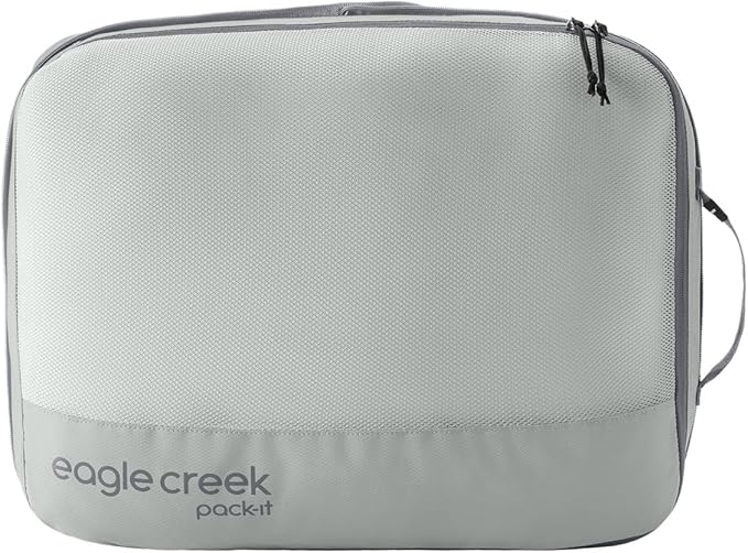 Eagle Creek Pack-It Reveal Expansion Cube - Adjustable Storage Expansion Cube for Travel - Durable Compression Zipper - Water-Resistant - Sustainable - Large - Storm Grey
