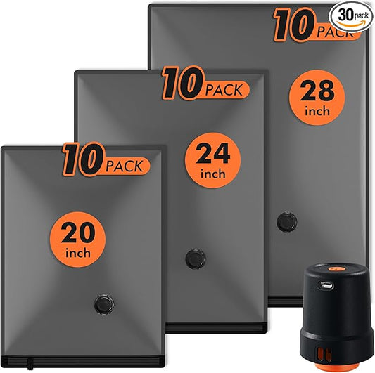 GONGSHI Vacuum Seal Bags for Clothing Travel & Home Storage, Travel Vacuum Bags with Pump,Space Saver for Blankets, Comforters, Pillows, Clothes,30 Combo