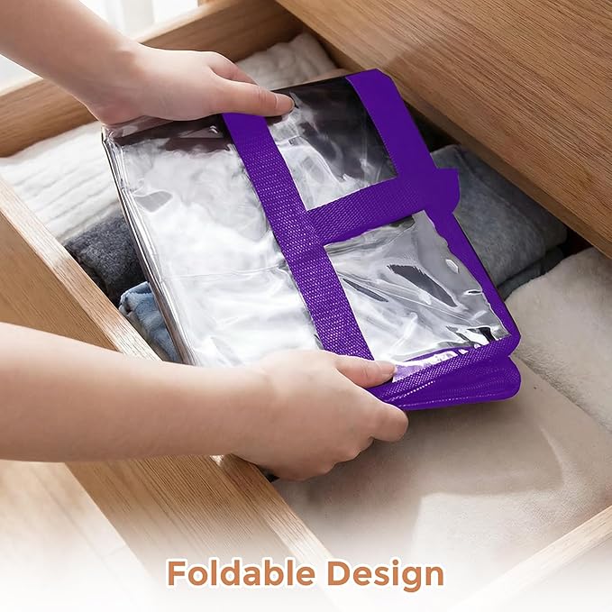 Budding Joy 6 Pack Clear Zippered Storage Bags for Clothes,40L Closet Organizers and Storage Containers Vinyl Moving Bag for Bedding, Linen, Blankets, Comforters, Clothing & Toys