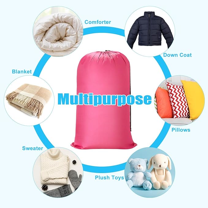 Nuogo 20 Pcs Laundry Bag Washable Travel Laundry Bags with Drawstring Lock Closure Large Heavy Duty for Camping Tent Blankets Dirty Clothes Yarn Fabric Storage, 38 x 24 Inches(Black, Blue, Pink)