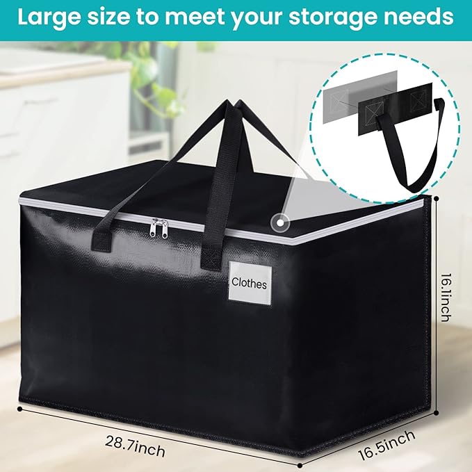 Extra Large Moving Boxes-Moving Bags with Zipper, Carrying Handles and Tag Pocket-Moving Supplies for Space Saving-Totes for Storage - for moving, Storage, Camping and Travel 125L-2 Pack