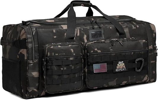 130L Extra Large Duffle Bag for Men, Heavy Duty Duffle Bag for Travel, Large Sports Gym Equipment Bag for Hockey Football Soccer Baseball Basketball & Team training, Dark CM