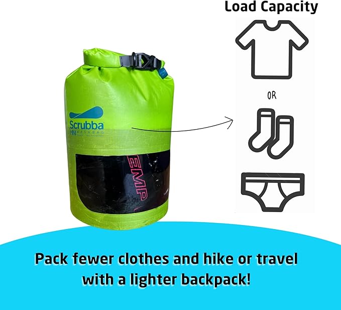 Scrubba MINI Wash Bag - Ultra-Compact Portable Washing Machine - Pocket-Size Clothes Washer for Travel, Camping & Hiking - Dry Bag & Laundry Essentials - Use with Detergent or Hand Soap - 3.0 oz.