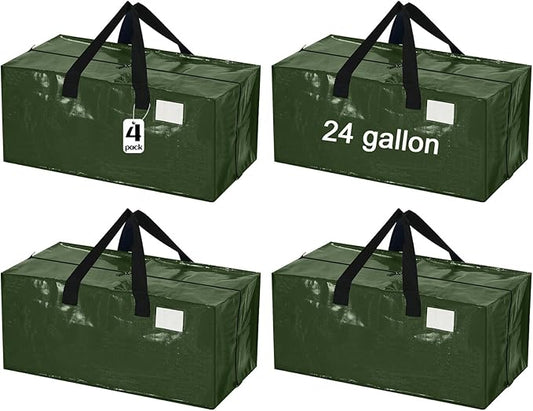 4 Pcs 24 Gallon Extra Large Moving Bags Heavy Duty Storage Bag with Strong Zipper Handle Foldable XXL Jumbo Storage Tote Packing Moving Box for College Dorm Travel Cloth Duffle (Green)