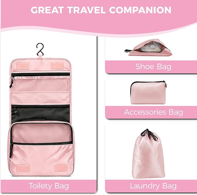 8-Piece Compression Packing Cubes for Travel, Stylish Luggage Organizer Set for Women, Space Saving Travel Essentials, Perfect for Vacation Cruise, Weekend Getaways & Carry-On Packing - Light Pink