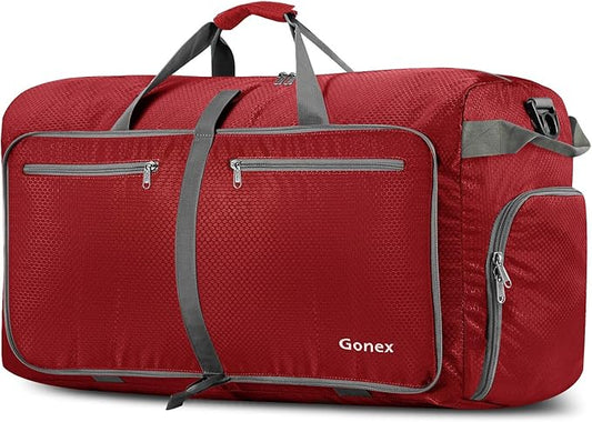 Gonex Large Foldable Travel Duffle Bag with Shoes Compartment, Packable Lightweight Water Repellent Duffel Bag for Camping Gym Weekender Bag