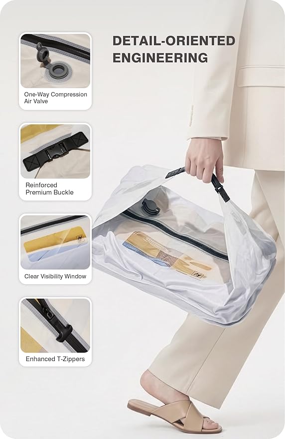 AirVault Premium Reusable Vacuum Seal Storage Bag for Carry On Suitcases & Backpack, Space Saver Airline Travel Vacpack, Pump Included (12L Pouch, 3-Pack)