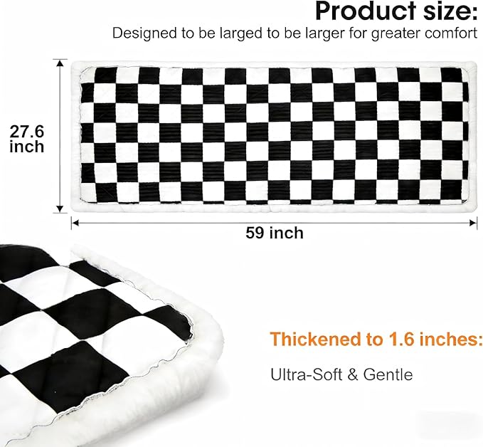 59"x27.6" Thickened Backseat Dog Bed Mat, Non-Slip Pet Car Seat Blanket with Laundry Bag, High-Resilience PP Cotton, Washable, for Backseat Extenders & Seat Covers, Black & White