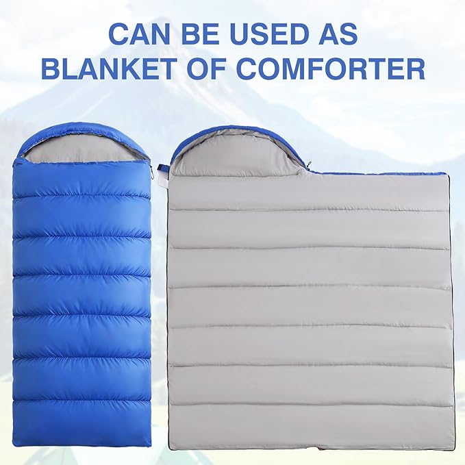 XXL Sleeping Bag for Adults Lightweight 41-59℉, 3-4 Season Waterproof Camping Sleeping Bag with Compression Sack for Backpacking Hiking