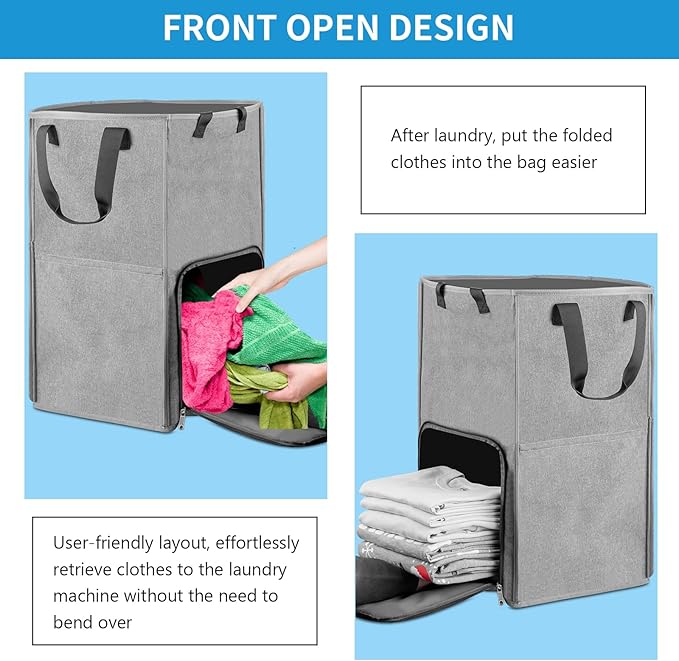 Laundry Backpack Bag, Bukere Extra Large 2 in 1 Laundry Hamper Basket for College Students Dorm Essentials, Adjustable Shoulder Straps, Freestanding Laundry Bag