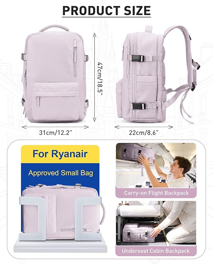 Vacuum Seal Backpack for Travel with Air Pump Compression Daypack Personal Item Carry on Flight Approved Vacpack Laptop Space Saver Bags Storage with Vacuum System Travel Bag Women Men LotusPink