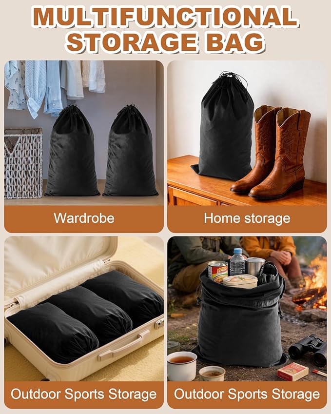4 Pcs Shoe Bags for Travel, 21.2"x13.3" Large Boot Bags for Cowboy Boots, Washable Velvet Dust Bag with Drawstring for Dress Shoes, Handbags and Clothing, Suitable for Travel and Home Storage