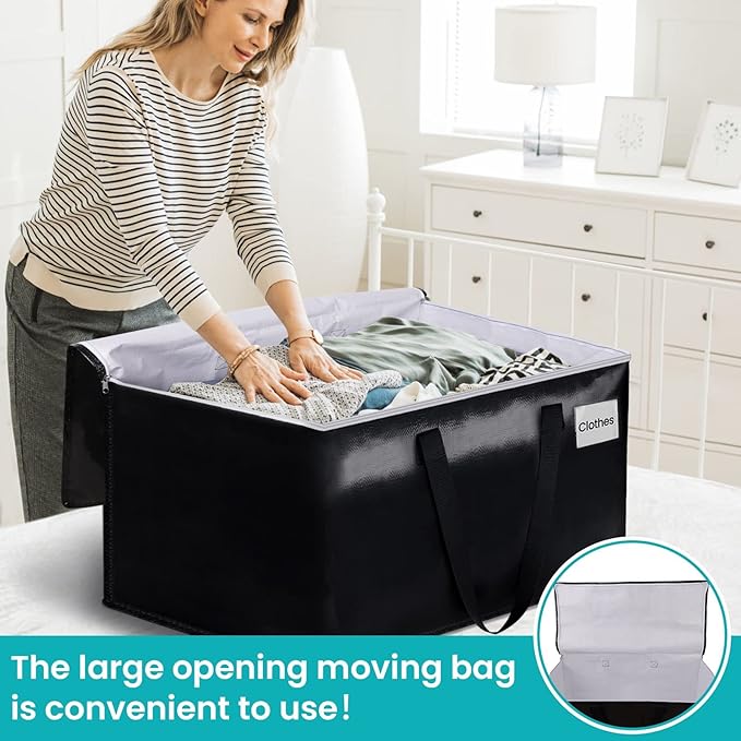 Extra Large Moving Boxes-Moving Bags with Zipper, Carrying Handles and Tag Pocket-Moving Supplies for Space Saving-Totes for Storage - for moving, Storage, Camping and Travel 125L-8 Pack