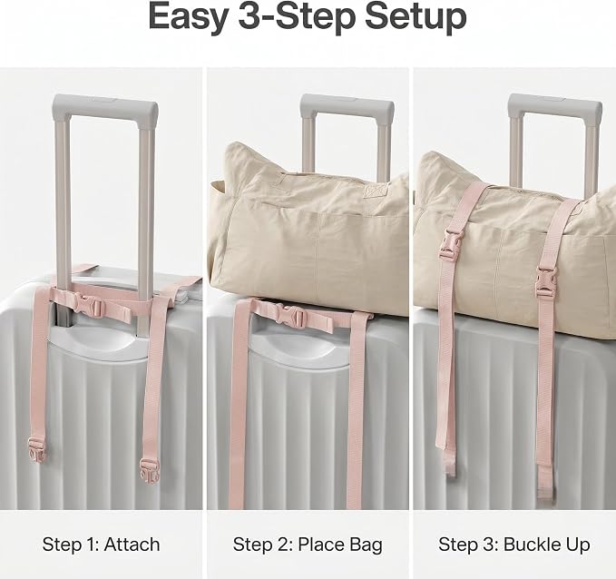 Pink Luggage Straps for Suitcases, Luggage Accessories Bag Strap, Adjustable Connector Straps for Multiple Suitcases - Image 5