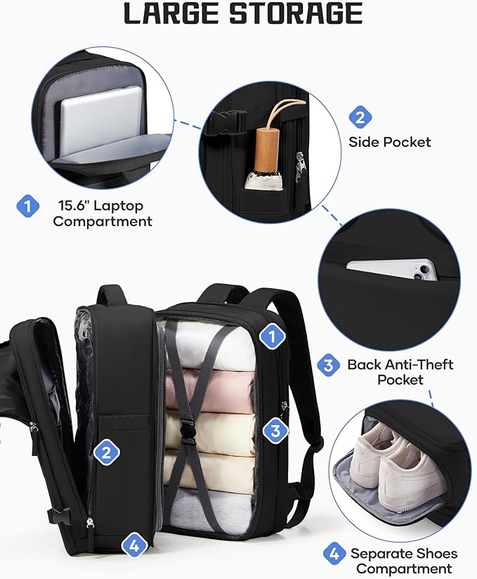 wepadre Vacuum Backpack Travel with Pump Travel Backpack with Vacuum System Expandable Vacpack Compression Backpacks for Travel Easy Vac Pack Carry on Luggage