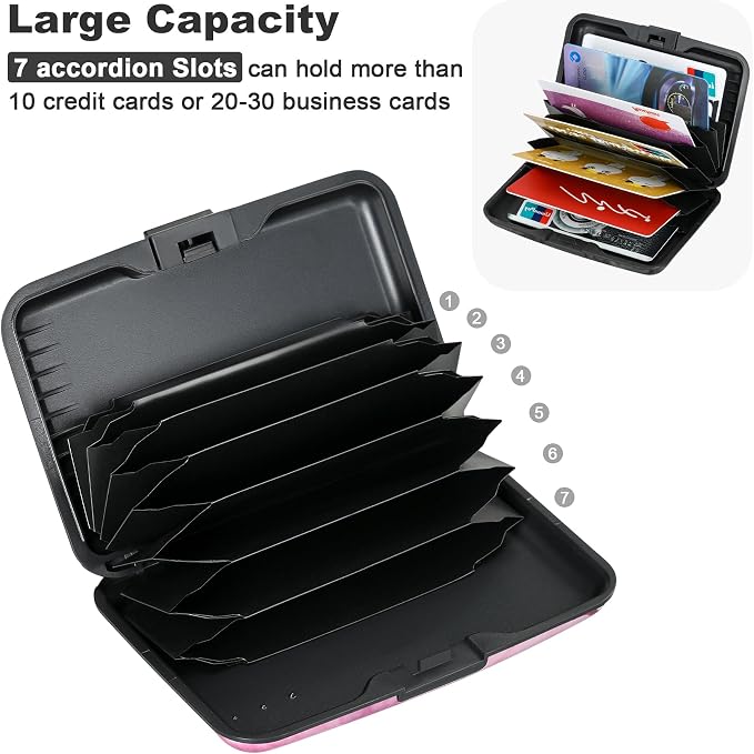 ELFISH Mini RFID Aluminum Wallet Credit Cards Holder Business Card Case Metal ID Case for Men Women(Pink Magnolia) - Image 5