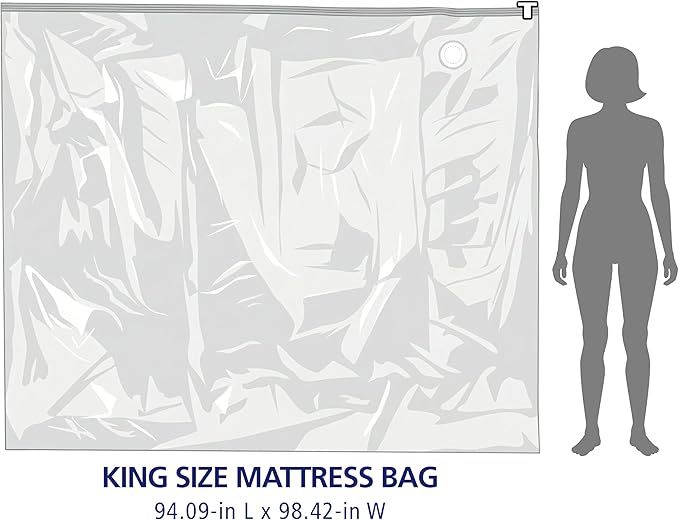 Hefty Shrink-Pak Mattress Bags for Moving - King/California King Size | Heavy Duty & Water Resistant Vacuum Compression Mattress Bag, Storage Protection Mattress Cover for Moving
