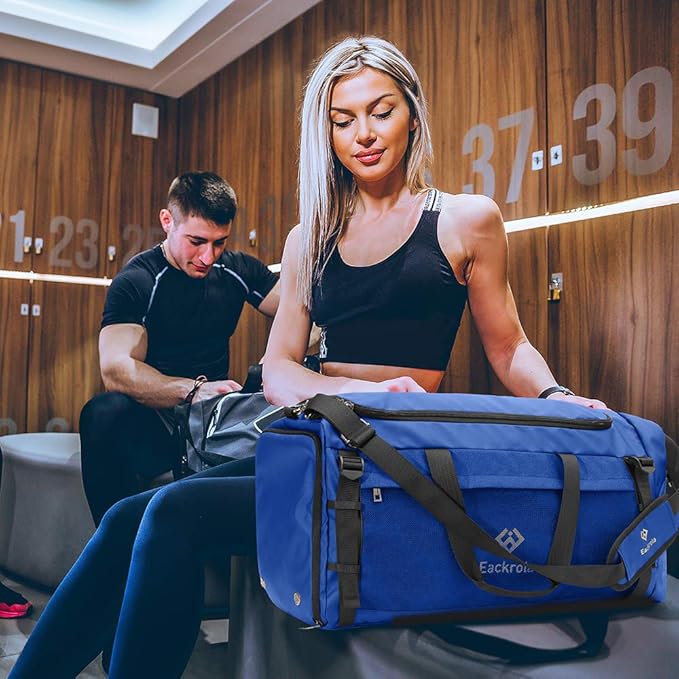 Large Sports Gym Bag, Travel Duffel bag with Wet Pocket & Shoes Compartment for men women, 65L, Lightweight