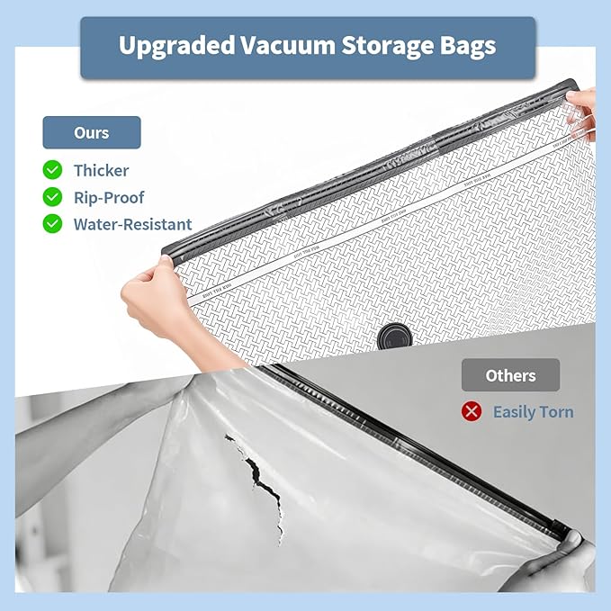 Travel Vacuum Seal Bags for Clothing,Vacuum Storage Bags with Rechargeable Pump,18 Pack Space Saver Compression for Clothes,Blankets,Bedding,Suitcase Luggage Seasonal Storage