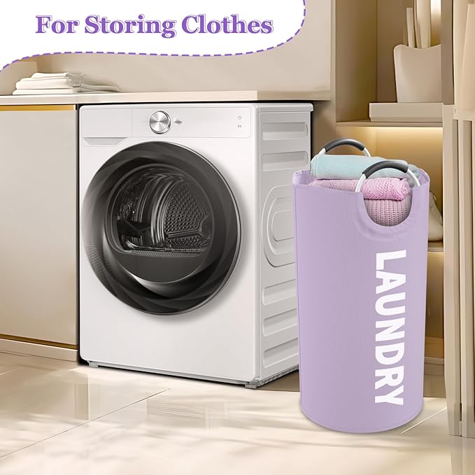 2Pack 95L Purple Collapsible Laundry Basket for Students, Large Laundry Hamper with Handles, Portable Dirty Clothes Hamper, 600D Oxford Fabric Storgae Basket for Bathroom, Dorm