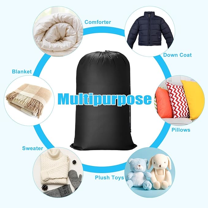Nuogo 20 Pcs Laundry Bag Washable Travel Laundry Bags with Drawstring Lock Closure Large Heavy Duty for Camping Tent Blankets Dirty Clothes Yarn Fabric Storage, 38 x 24 Inches(Black, Pink)