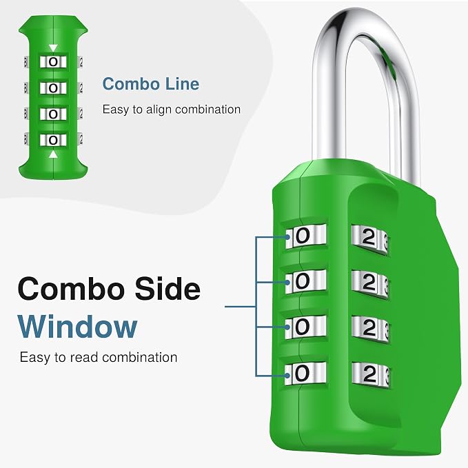 Puroma Combination Lock 4 Digit Gym Locker Padlock Waterproof, 1 Green - Image 3
