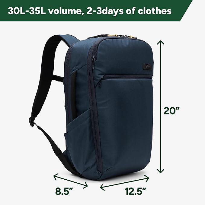 Halfday Roamer All-in-One Travel Backpack: 15” Laptop Compartment, Built-In Shoe/Laundry Pouch (Magnetic Sternum Strap, Padded Shoulder Support), Weekend & Business Trip Carry-on Bag, Marine