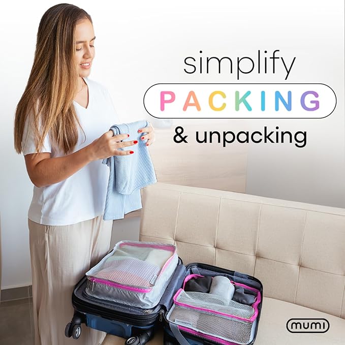 MUMI Packing Cubes – 5-Piece Compression Packing Cubes for Travel, Luggage Organizers for Suitcases, Carry-On Bags, Backpacks, and Duffel Bags – Space-Saving Travel Essentials - Purple