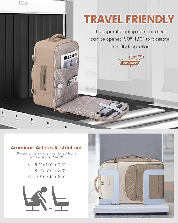 LOVEVOOK Travel Backpack for Women,40L Carry On Backpack for Airplanes,17.3 Inch Laptop Personal Item Travel Bag