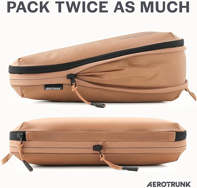 Aerotrunk Ultralight Compression Packing Cubes - Lightweight Travel Organizers for Suitcases and Luggage (6-Pack, Mocha)