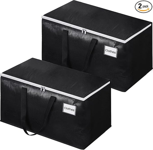Extra Large Moving Boxes-Moving Bags with Zipper, Carrying Handles and Tag Pocket-Moving Supplies for Space Saving-Totes for Storage-for moving, Storage, Camping and Travel 93L-2 Pack