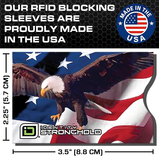 RFID Blocking Credit Card Sleeve Protectors – USA Made Slim Wallet Inserts for Credit Cards, Debit Cards & ID Protection (16, Patriot - 16 Pack) - Image 3
