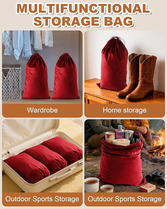 4 Pcs Shoe Bags for Travel, 21.2"x13.3" Large Boot Bags for Cowboy Boots, Washable Velvet Dust Bag with Drawstring for Dress Shoes, Handbags and Clothing, Suitable for Travel and Home Storage
