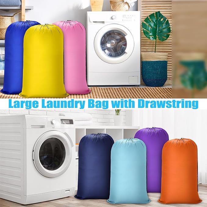 Nuogo 20 Pcs Laundry Bag Washable Travel Laundry Bags with Drawstring Lock Closure Large Heavy Duty for Camping Tent Blankets Dirty Clothes Yarn Fabric Storage, 38 x 24 Inches