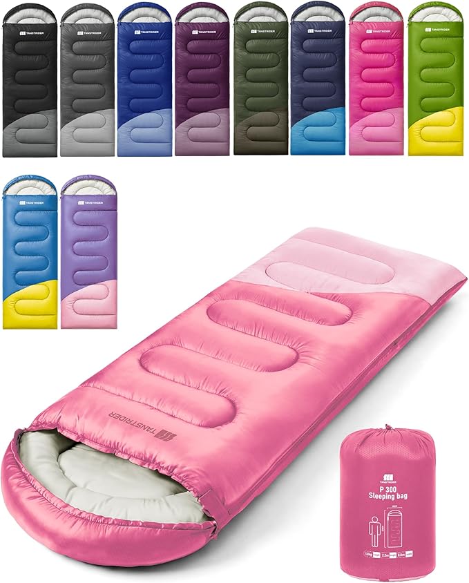 Sleeping Bag for Adults Warm Weather, Compact Lightweight Backpacking Sleeping Bag with Compression Sack, Camping Essentials Gear for Hiking Travel Climbing Outdoor & Indoor Use