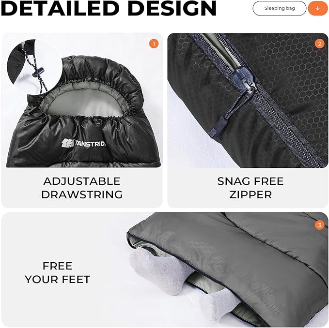 Sleeping Bag for Adults Warm Weather, Compact Lightweight Backpacking Sleeping Bag with Compression Sack, Camping Essentials Gear for Hiking Travel Climbing Outdoor & Indoor Use