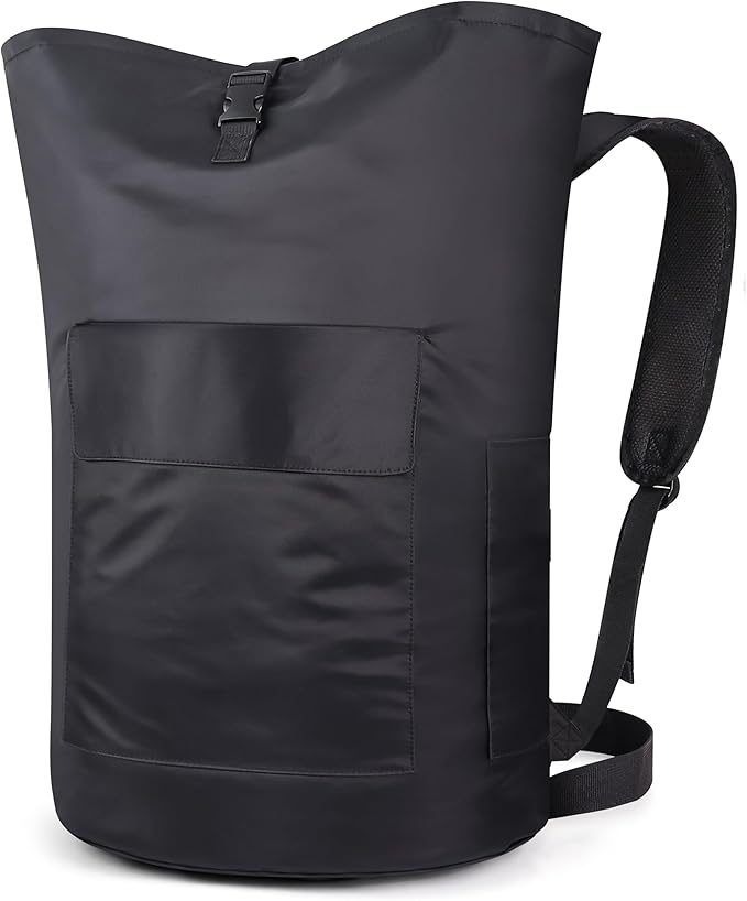 Haevon Laundry Backpack - 131L Heavy Duty Laundry Bag with Padded Shoulder & Waist Straps, Removable Liner - College, Dorm, Apartment, Travel, Outdoor - Big Laundry Bag for Easy Carrying (Black)