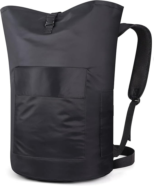 Haevon Laundry Backpack - 131L Heavy Duty Laundry Bag with Padded Shoulder & Waist Straps, Removable Liner - College, Dorm, Apartment, Travel, Outdoor - Big Laundry Bag for Easy Carrying (Black)