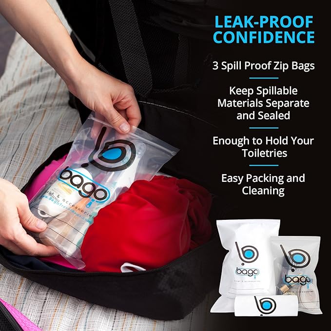 bago 7 Pcs Packing Cubes for Travel - 4 Travel Packing Cubes for Suitcases with 3 ZipLock Bags - Luggage Organizer Bags to Get Maximum Storage, Save Time & Effort to Pack (Black Pink)