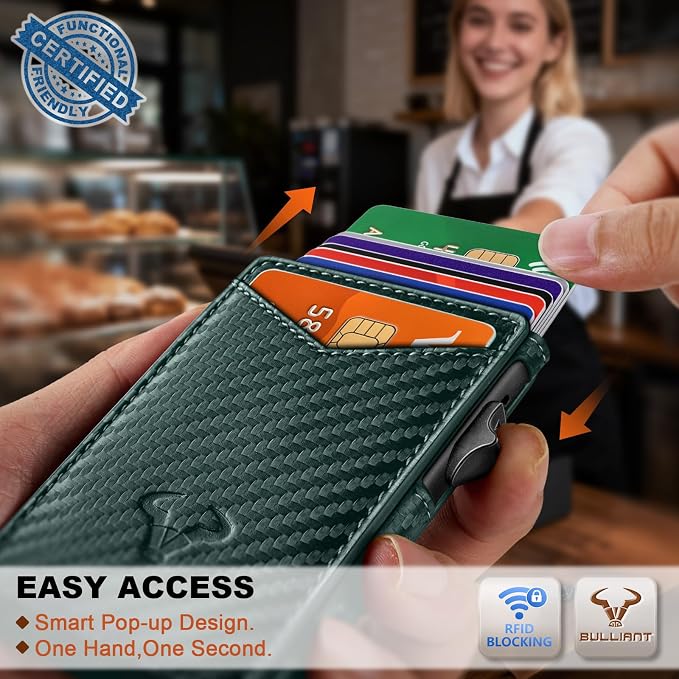 BULLIANT Men Slim Magnetic Leather Wallet Metal Case Money Clip 9 Cards - Image 4