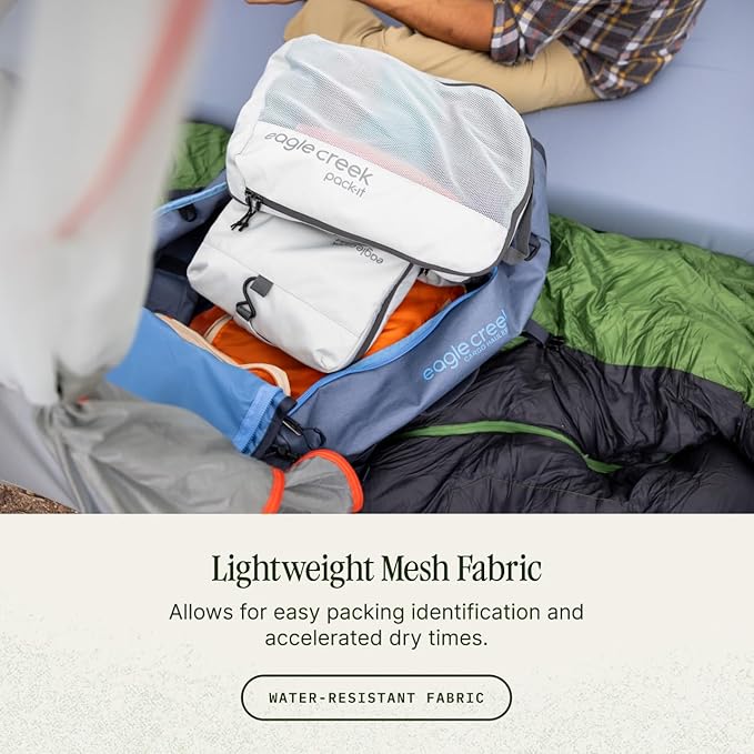 Eagle Creek Pack-It Reveal Expansion Cube - Adjustable Storage Expansion Cube for Travel - Durable Compression Zipper - Water-Resistant - Sustainable - Large - Storm Grey
