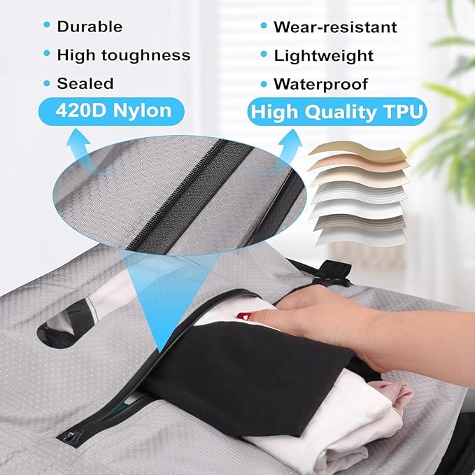 AIDONS Vacuum Seal Bags for Clothing Travel with Electric Pump - Reusable Vacuum Compression Bags for Storage Clothes & Blankets, Fits Carry-On, Backpack, Suitcase & Home(Grey 2PC+Pump)
