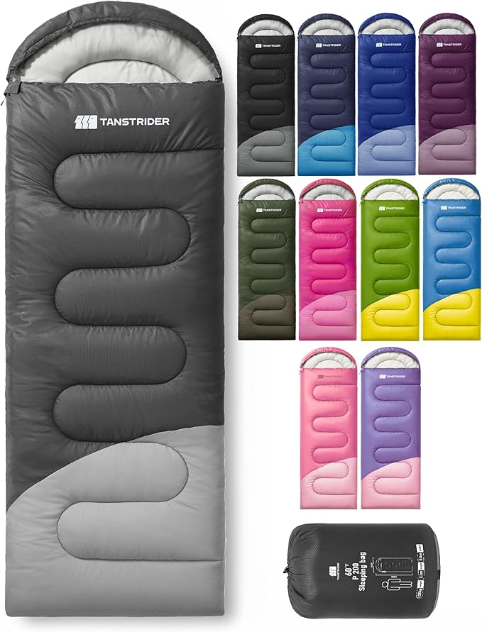 Sleeping Bag for Adults Warm Weather, Compact Lightweight Backpacking Sleeping Bag with Compression Sack, Camping Essentials Gear for Hiking Travel Climbing Outdoor & Indoor Use